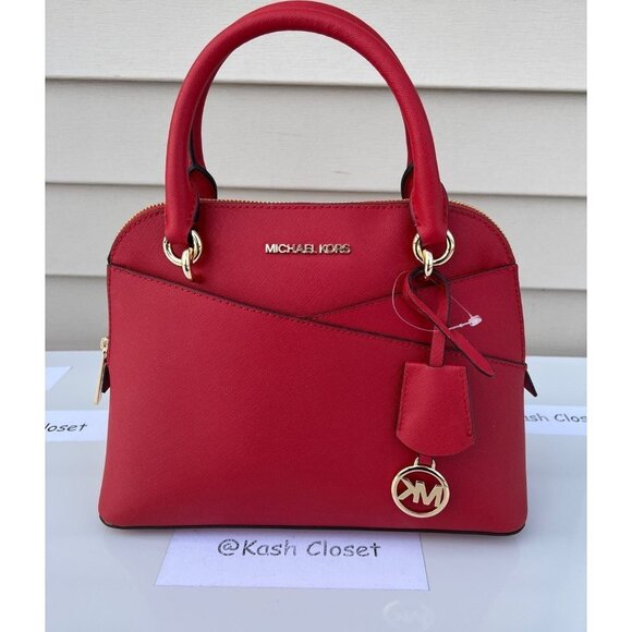 Michael Kors satchel dome purse jet set medium bag flame - Picture 11 of 11